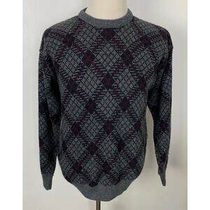 VTG 90s Men Jantzen USA crewneck argyle geometric graphic pullover sweater L